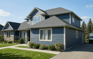 A professional James Hardie siding installation on a Calgary home showing the durable and beautiful fiber-cement finish.