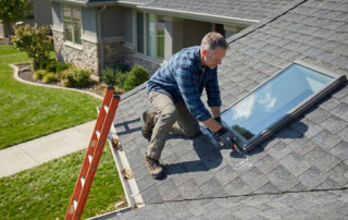 A bright living room illuminated by natural light from a professional skylight installation and repair by West Quality Roofing and Exteriors.